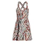AUTUMN ADEIGBO Keava Sleeveless Tribal Jaquard Criss Cross Back Mini Dress 0 Brown Photo 1