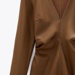 ZARA NEW Faux Leather Dress With Shoulder Pads Photo 3