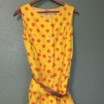 Vintage 70s Fritzi Yellow Polka Dot Dress with belt Dotted Swiss Size M Photo 2