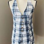 American Eagle  Plaid Print Romper Blue Sz Small Photo 0