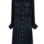 Proenza Schouler Black Paneled Crepe Pleated Chiffon Maxi Dress 0 Photo 2