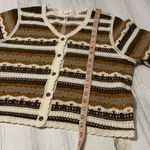 Ultra Pink  Brown and Cream Striped Crochet Top Photo 9