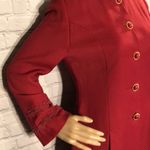 Vintage Arlia Georgina Sellick Nip Waist Red Blazer Mandarin Collar UK 8 Photo 4