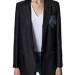 Zadig & Voltaire Womens Viva Heart Strass Linen-Blend Blazer Photo 0