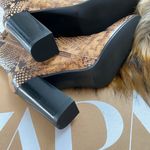 ZARA Leather Snake Print Heeled Boots Photo 4