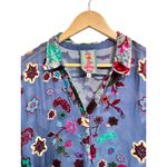 Johnny Was 3/4 Sleeve Floral Burnout Flounce Midi Dress Velvet Silk Dress XL Photo 3