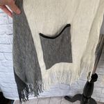 Apt. 9  women OS sweater wrap with front pockets & fringe hem white/grey  Photo 1