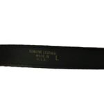 Brushed silver buckle smooth leather belt Brown Photo 3