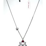 Betsey Johnson NEW SPIDERWEB NECKLACE 35" Long Beads Red Stone Heart Spider Web Photo 8