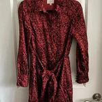 167 Cinq a Sept Gaby Tie Front Snake Print Shirt Dress Size 4 Red Photo 4