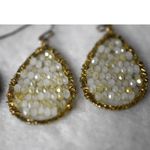 Source Unknown Crystal Beaded Gold Tone Wire Wrap Teardrop Fish HookDangle Drop Earrings Photo 1