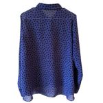BCBG eneration Long Sleeve Semi Sheer Polka Dot Shirt Purple Women's Size Large Photo 1