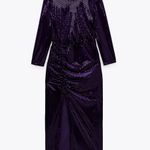 ZARA NWT  Sexy Purple Sequinned Ruched Midi Dress Photo 7