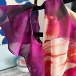 Kensie y2K Bold Orange, Pink Floral Chiffon Ruffle Sleeve Dress, Flowy Fit sz 8 Photo 4