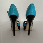 SCENE NEW  Platform Stiletto High Heels Y2K Snakeskin Aqua Blue w Black Size 7.5 Photo 5