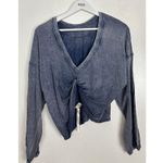 Free People  Moon Rising Long Sleeve Top in Blue Size X-Small Photo 6