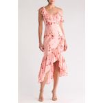 Cinq à Sept  Kersti Floral Print Asymmetric‎ Silk Dress Size 14 Photo 2