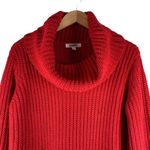 BB Dakota Red Chunky Chain Stitch Turtleneck Tunic Sweater Size Large Photo 2