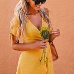 Lulus Golden Yellow Wrap Dress Photo 0