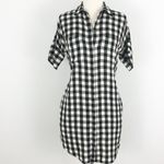 Madewell COURIER BLACK WHITE CHECK BUFFALO PLAID FLANNEL SHIRTDRESS XS Photo 3