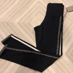 Strut this  Black Leggings w. White & Grey Side Stripes Photo 0