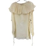 Bonjour vintage ruffle collar Cream butter yellow peasant boho top crinkle Photo 1