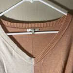 JODIFL  boutique color block v neck sweater Dolman peach brown white large READ Photo 1