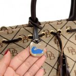 Dooney & Bourke Vintage Brown Logo Print Canvas Tassel Tote Satchel Bag Photo 5