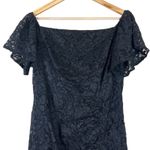 Sam Edelman NWT  Off Shoulder Lace Dress Womens 10 Black Midi Ruffle Formal Photo 2