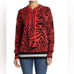 Central Park West  Red Black Tiger Animal Print Hooded Sweater Pullover Size S Photo 3