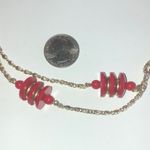 Vintage Gold Tone & Red Unique Flat Round Beaded Boho Retro Necklace Photo 1