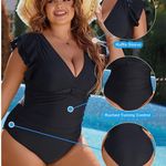 Blooming Jelly Women's Tummy Control Swimsuit One Piece Full Coverage Plus Size Bathing Suit Retro Ruffle Swimwear Photo 2