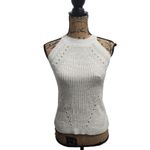 Wishlist Knit Top Womens Size M White Mock Neck Perforated Lightweight Summer Photo 1