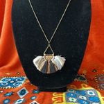 20” Gold Tone Necklace w/ Earth Tone Pendant & Taupe Earrings Photo 2