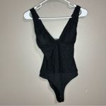 ZARA  black sheer floral lace striped bodysuit women's size small Photo 1