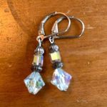 Sparkling Glass Silver Dangling Earrings Photo 0