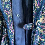 Diane Gilman Vintage silk navy, purple, and green paisley robe Photo 3