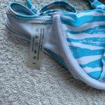 Blue Zebra Striped Bikini Set Photo 2