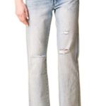 AMO Layla High Rise Relaxed Straight Leg Jeans Light Vintage Wash Women's 28 Blue Photo 0
