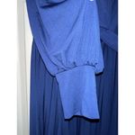 Eloquii Size 20 Knot Front Pleated Skirt Long Sleeve Midi Dress Blue Holiday Photo 6