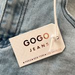 Gogo Jeans  juniors size 9 denim mini skirt super soft red blue stripe down side Photo 4