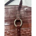 Coldwater Creek Laptop Tote Bag Faux Croc Leather Woven Brown Shoulder Bag Work Photo 9