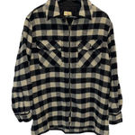 Limited America Womens Buffalo Check Wool Blend Shirt Jacket Cream Black Medium Photo 0