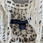 American Eagle Outfitters Cream Navy Dip Dye Crocheted Tank Top Swim Cover Up XS Photo 3