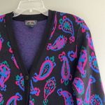 Charter Club Vintage  small sweater bright paisley colored pattern two pockets Photo 1