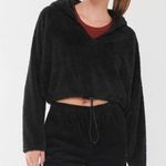 Urban Outfitters  Fleece Hoodie Size XS Oversized Cropped Sherpa Teddy Black Fall Photo 0