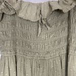 R Vivimos Womens Midi Dress Large 12/14 Sage Green Smocked Top Off Shoulder Photo 2