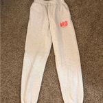White Fox Boutique  Light Gray Joggers with Red Logo Photo 1