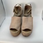 Marc Fisher LTD Women's Espadrille Platform Wedge Sandals Beige Leather Size 6.5 Photo 6