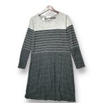 Ella Mae Gray Striped Knit Dress Medium Petite Minimalist Quiet Luxury Cozy Gray Size undefined Photo 1